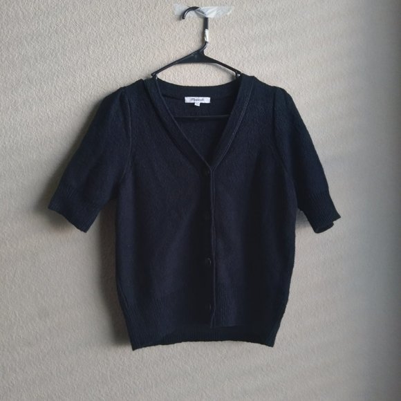Madewell Black Short-Sleeve Knit Cardigan Sweater - Picture 3 of 7